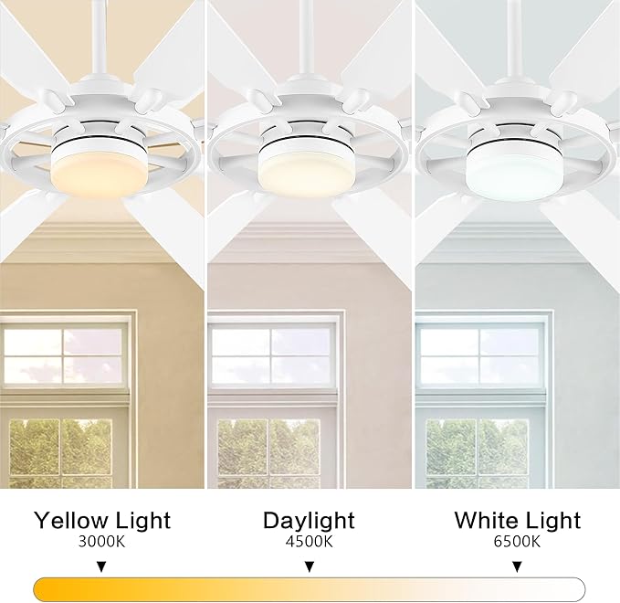 80" Ceiling Fan with Lights and Remote Control, Wood 8 Blades 6-Speed Noiseless Reversible DC Motor, 3 Downrods, Modern Large Ceiling fan for Covered Patio Bedroom Living Room Office, White