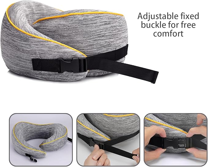 Neck Pillow for Travel | Memory Foam Travel Neck Pillows for Airplanes | Full Chin and Neck Support Pillow | Soft, Ergonomic Neck Support Best Travel Pillow with Adjustable Strap