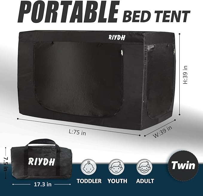 Bed Tent Bed Canopy Tents for Adult - Portable Dream Tent Indoor Sleeping Tents 70% Blackout with 3 Doors Breathable Private Space Tents