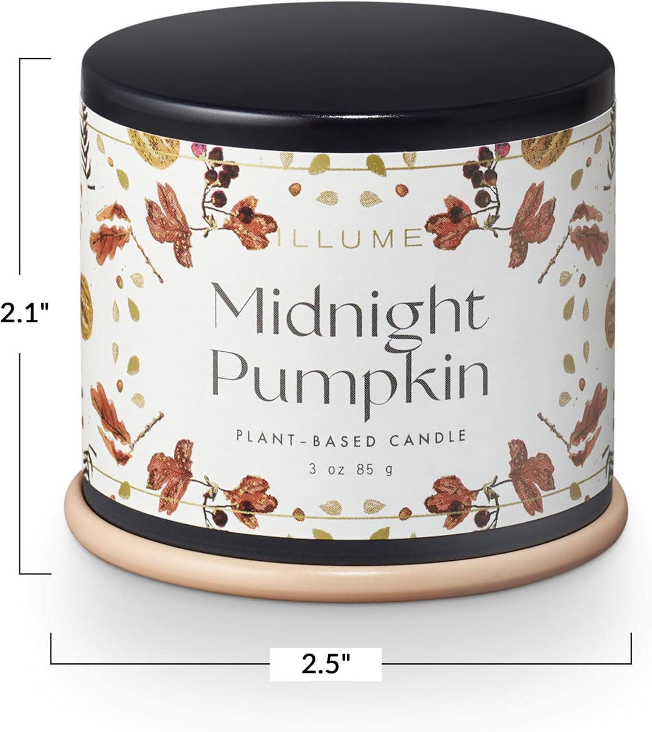 ILLUME Noble Holiday Collection Midnight Pumpkin Demi Vanity Tin Candle, 3 oz