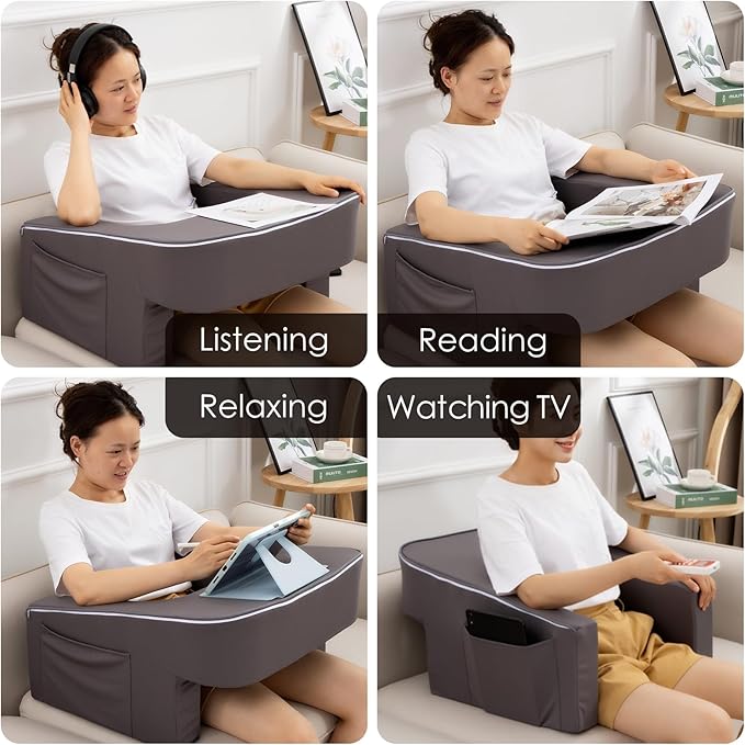 A Nice Night Lap Desk Rest Pillow for Adult,TV Trays Bed Pillow, Memory Foam Rest Pillow for Reading, Working, Playing Switch or Sitting in Bed Sofa Floor,Black