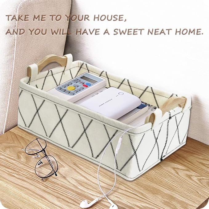 Small Basket Storage Baskets Bins Shelf Baskets Book Baskets Felt Storage Bin White Baskets for Organizing Toys Pet Toys Dippers Towels Toilet Cute Basket
