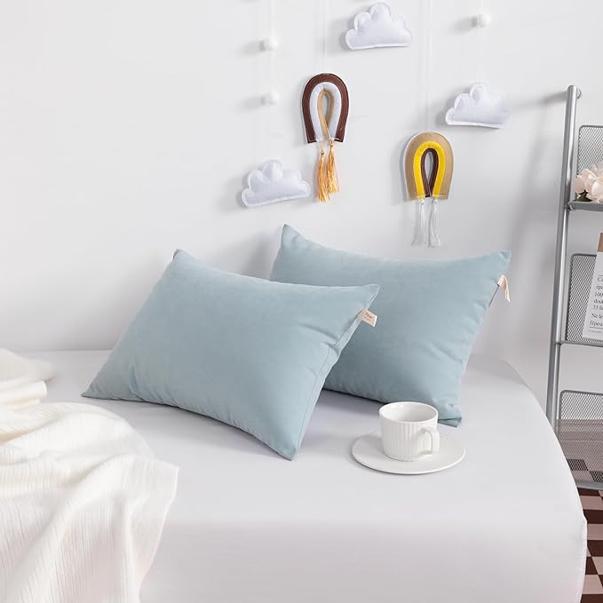 NTBAY Tiny Pillows, Down Alternative 7"x11" Microfiber Mini Pillows for Travel, Pets, Soft Machine Washable Small Pillows for Neck, Wrist, Lumbar and Knee, Sea Green