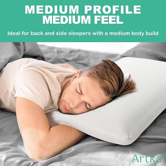 Artka 100% Natural Premium Talalay Latex Pillow, Latex Foam Pillow Medium Firm Helps Relieve Pressure, Neck and Shoulder Pain, No Toxic Memory Foam Chemicals, Best Gift (King (Extra Soft))
