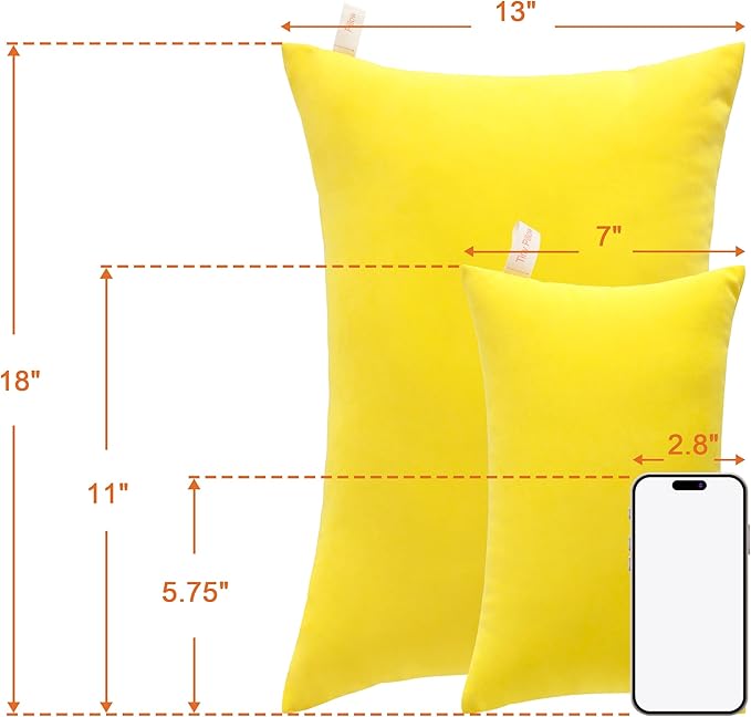 NTBAY Toddler Pillows, Down Alternative 13"x18" Pillows, Machine Washable - Soft and Breathable Travel Small Pillows for Sleeping, Ideal for Daycare, Crib, Cot, Yellow