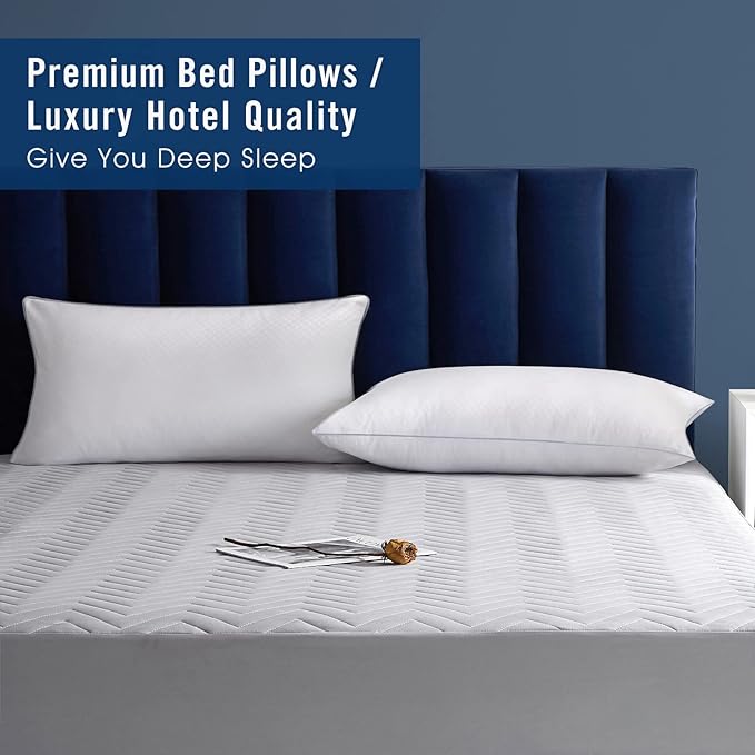 Bed Pillows for Sleeping 2 Pack, Standard Size Pillows Set of 2,Down Alternative Filling, Pillow for Back, Stomach or Side Sleepers Grey