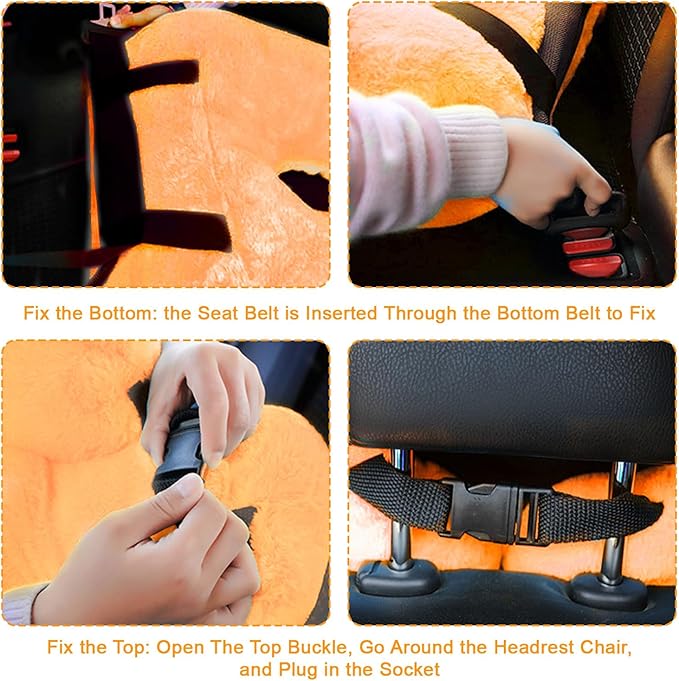 Travel Pillow, Travel Pillow for Kids, Sleeper Hold Pillow Travel, Removable U-Shaped Pillow for Adults and Children to Support Head and Body in The Back Seat of Long Car Trips (Orange)