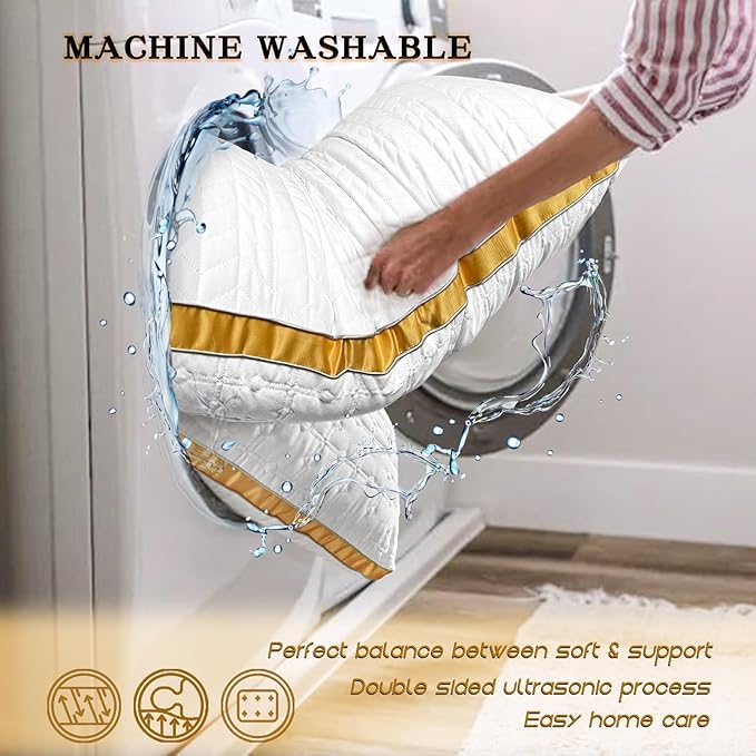 Pillows Standard Size Set of 2, Hotel Quality Bed Pillows for Sleeping, Standard Pillows Set of 2 Support & Comfortable, Down Alternative Standard Pillows 2 Pack for Back, Stomach or Side Sleepers