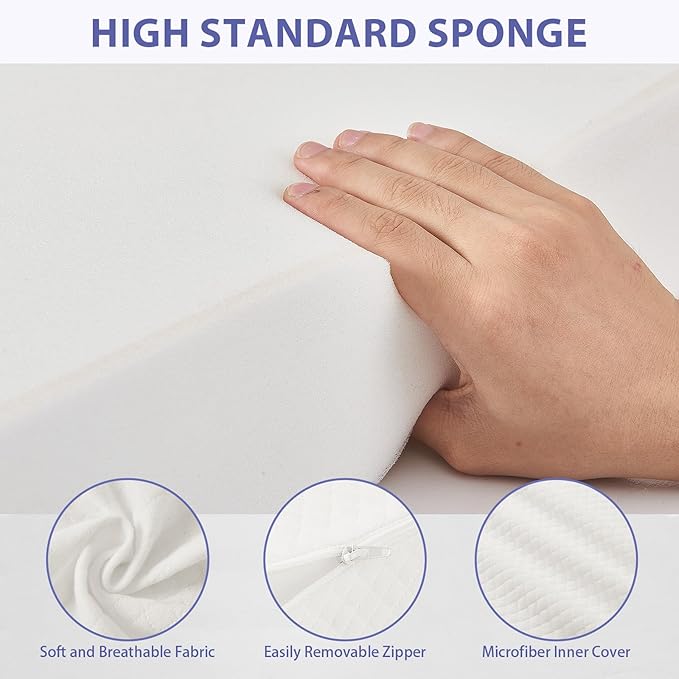 Bed Wedge Pillow for Headboard - Wedge Pillow Headboard Queen (60"x10"x6") - Foldable Bed Gap Filler/Headboard Pillow/Mattress Wedge - Fill Gap (0-8") Between Headboard and Mattress - Cream