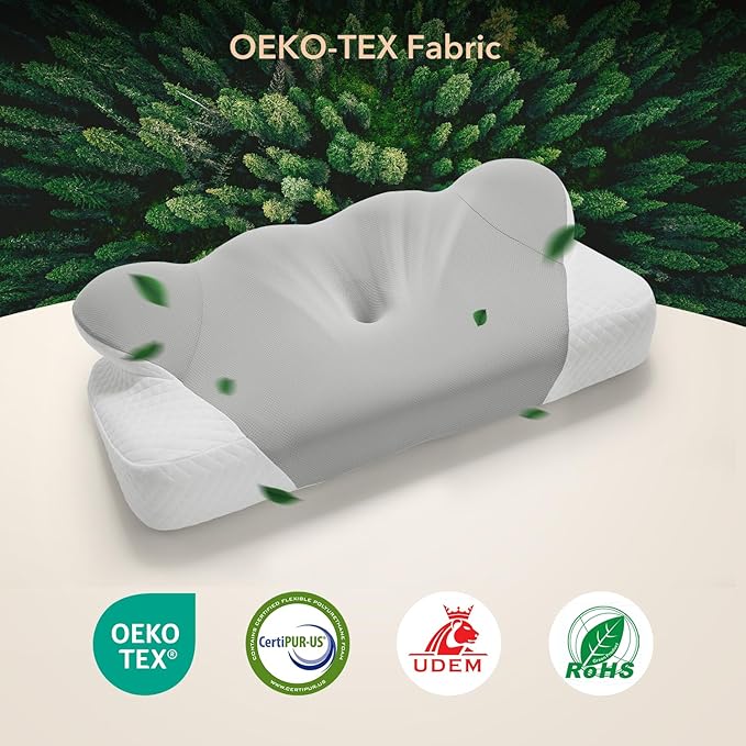 Cervical Pillow for Neck, Contour Memory Foam Pillow, Adjustable Height Double, Neck Pillow for Sleeping, Side Sleeper Pillow for Adults, Ergonomic Bed Pillow for Side, Back, Stomach Sleeper