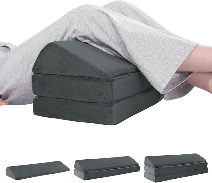 BALAPET 3-in-1 Adjustable Height Wedge Pillow, 7" Height Leg Knee Pillow for Side Sleepers & Aligns Spine, Supportive Bolster Pillow for Pregnancy Relieves Pressure Hip Leg Elevation, 20.5", Dark Grey
