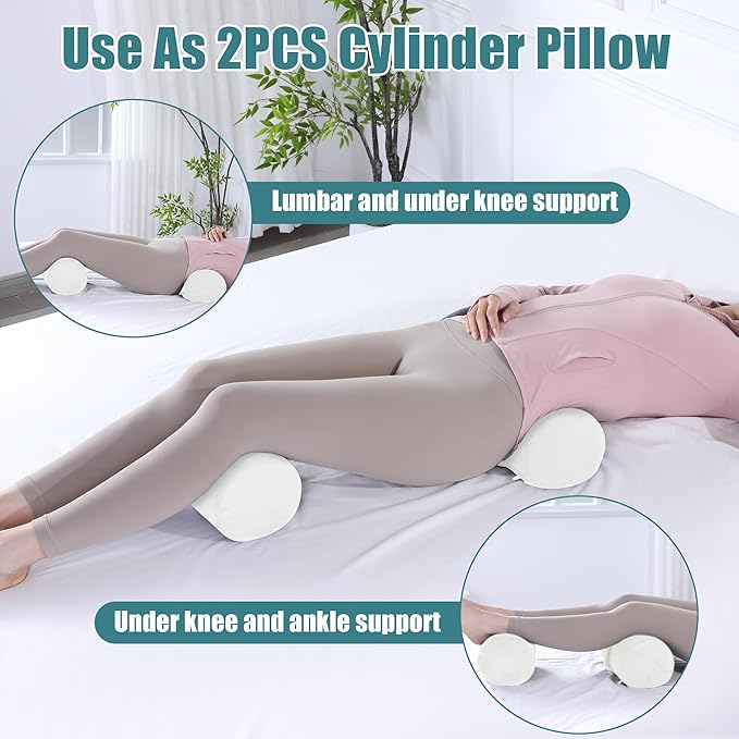 HOMBYS Memory Foam Sleep Position Training Pillow, Body Bolster Supportive Trainer Pillow for Back Sleeper Side Sleeper, Adjustable Body Pillow - White