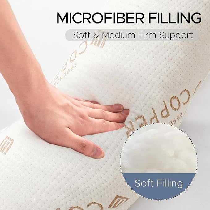 Body Pillow for Adults - Soft Long Bed Pillows Insert for Sleeping - Shredded Memory Foam and Removable Washable Cover - Swan Shaped Side Sleeper Pregnancy Pillow 49 Inch (Copper Color)