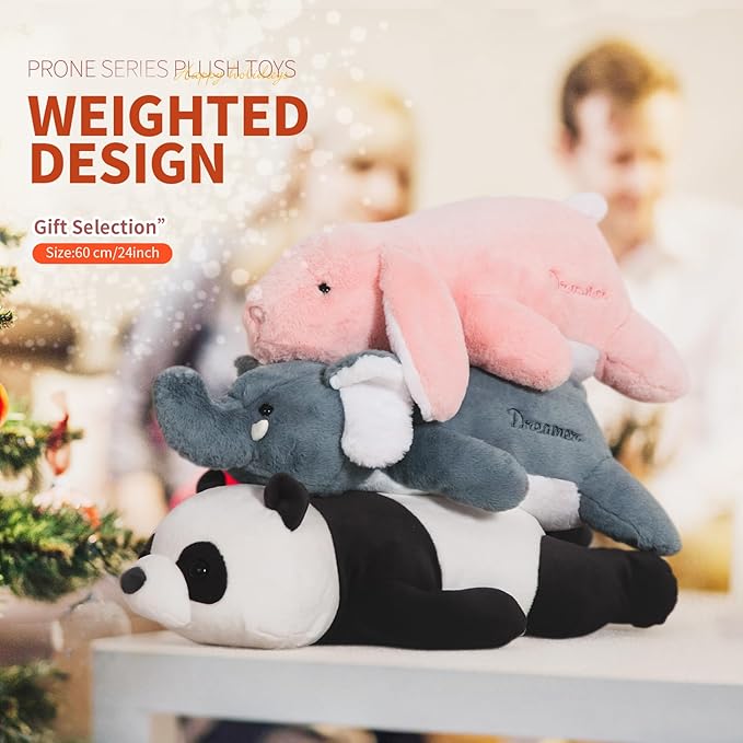 24 inch Cute Giant Weighted Elephant Plush Soft Body Pillow, Large Grey Elephant Weighted Stuffed Animals Toys plushies, Gift for Kids Girls and Boy, Birthday