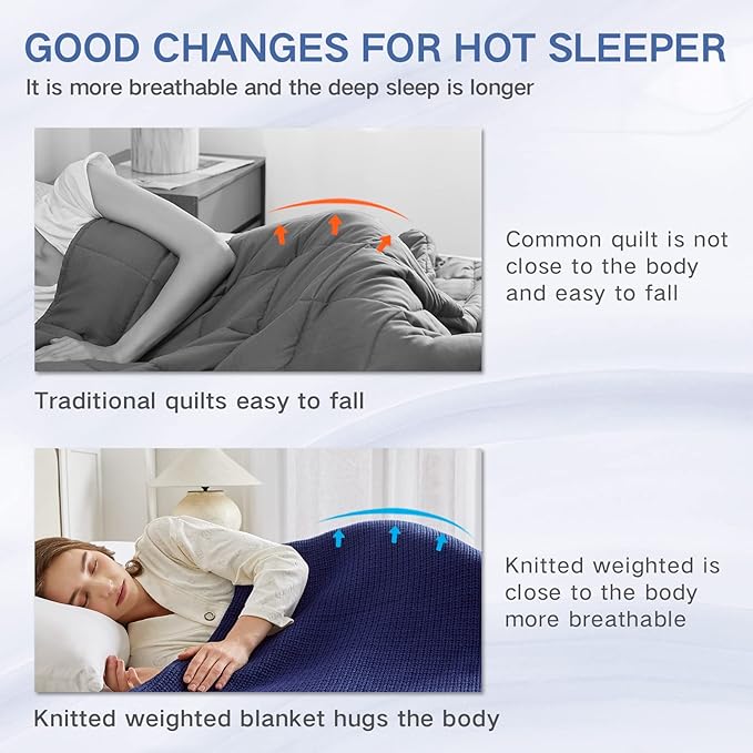 Knitted Weighted Blanket(Orange 50"x75" 15lbs),Home Décor Cooling Throw Blanket for Hot Sleepers,Hand Made Chunky Knit Heavy Blanket for Adults Use on Full Size Bed