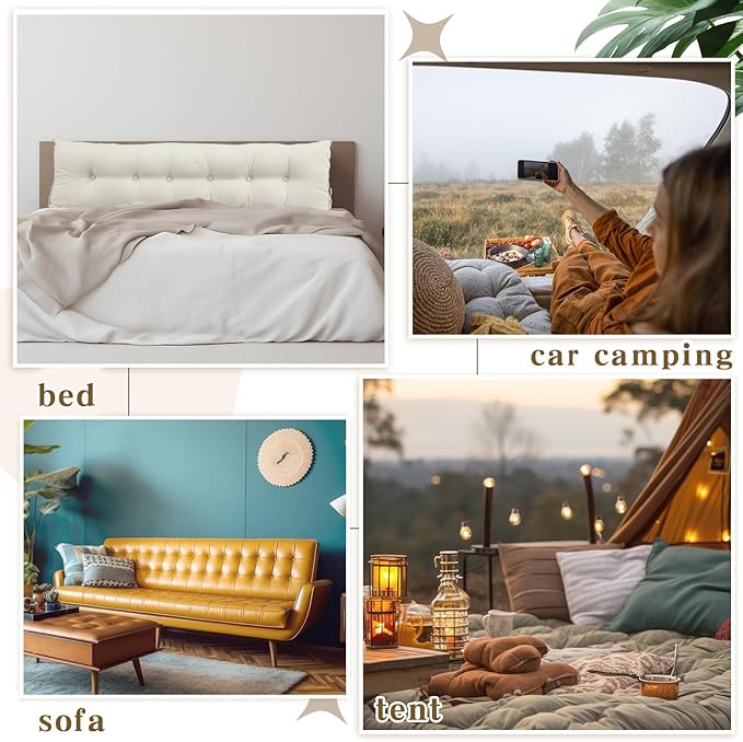 Wenqik Wedge Pillow Triangular Dorm Headboard Bed Rest Reading Backrest Back Support Long Bolster Pillow with Removable Cover for Dorm Room Supplies(Beige,King (79 x 20 x 8 Inch))