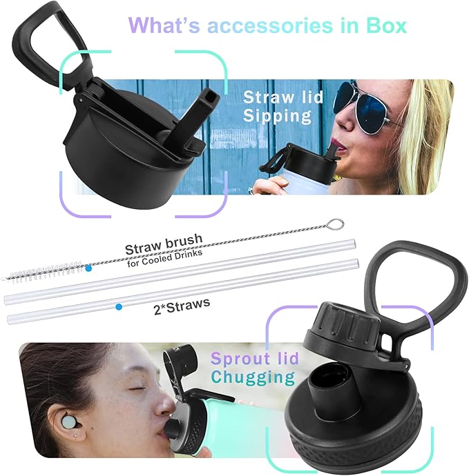 24 Oz Water Bottle, Sports Water Bottle with Straw Lid, Vacuum-Insulated Stainless-Steel, Double-walled Thermos Water Bottle for Hiking Biking (24 OZ, Purple Blue)