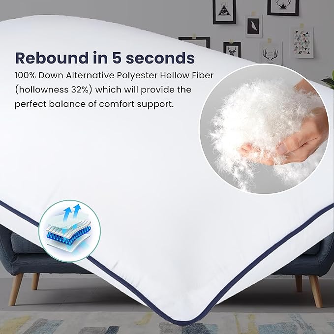 Bed Pillows | Luxurious Adjustable Microfiber Polyester Pillow | Premium Super Soft Pillow | (Queen, Size - Pack of 2) Breathable Pillow Suitable Back Stomach or Side Sleepers