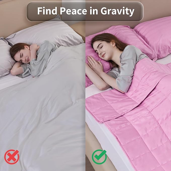 Weighted Blanket for Adult,20lbs Heavy Weighted Blanket 60"x80" Breathable Cooling Summer Blankets, Ultra Soft Cotton Comfort Throw Blanket with Glass Beads for All-Season (Pink)