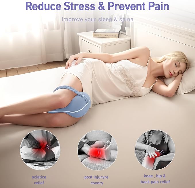 Memory Foam Leg Pillow for Side Sleepers - Relax from Sciatica, Back, HIPS, Knees, and Joints - Removable and Washable Cover - Perfect for Pregnancy and Nursing (Misty Blue)