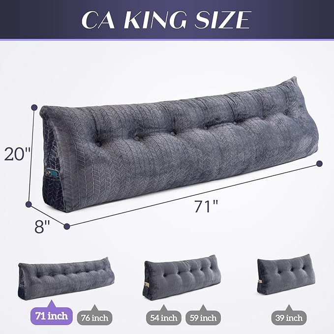 Triangular Wedge Headboard Pillow Large Bolster Bed Rest Reading Pillow Backrest Positioning Support Bolster Cushion with Removable Cover