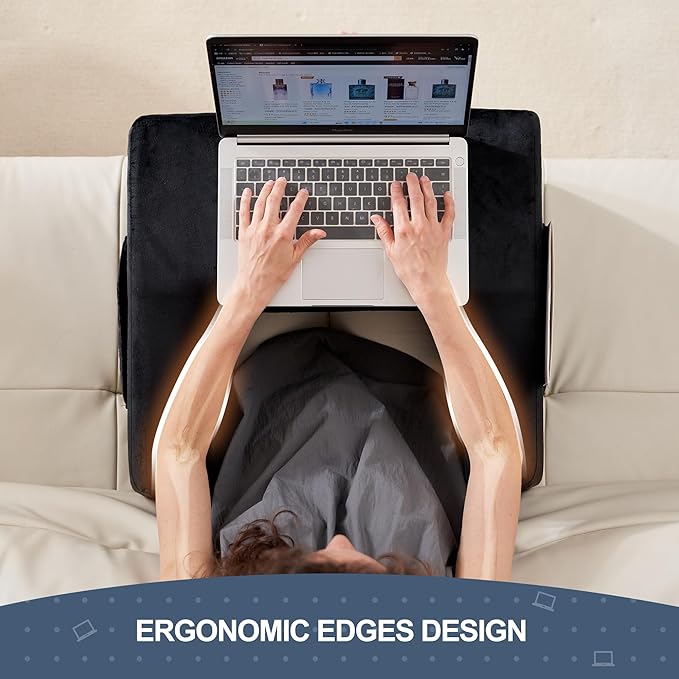 Homguava Reading Pillow Memory Lap Desk Foam Pillow for Adults Gaming Pillow Arm Rest Pillow for Reading, Crocheting, Gaming or Sitting in Bed (Black, Medium)