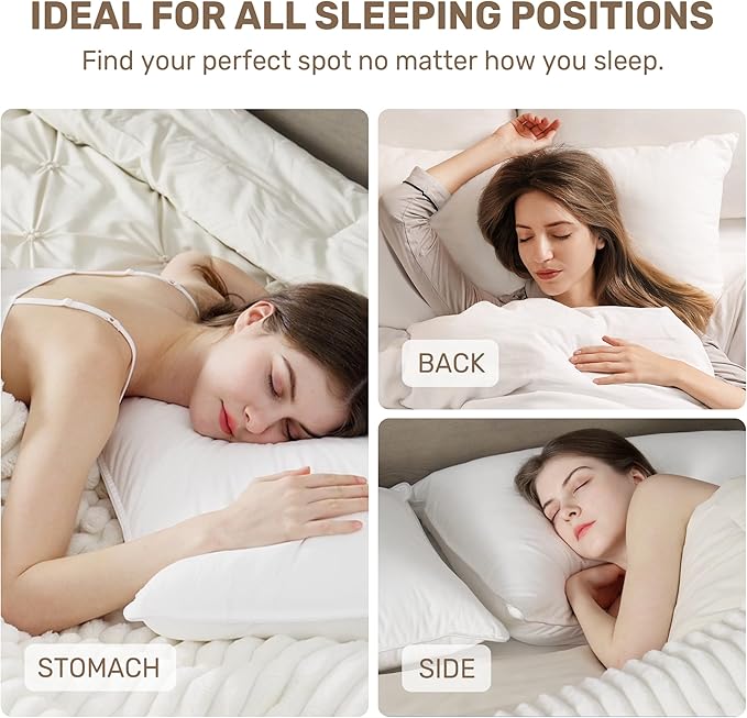 UNIKOME Hotel Collection Luxury Bed Pillows - 100% Cotton King Size Set of 2 Down Alternative Pillow Bedding Ultra Soft & Fluffy Pillow for Back, Stomach or Side Sleepers