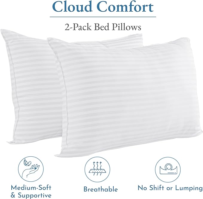 California Design Den 2-Pack Bed Pillows King Size Set of 2 for Sleeping, Cooling Luxury Hotel Pillows, for Back, Stomach or Side Sleepers