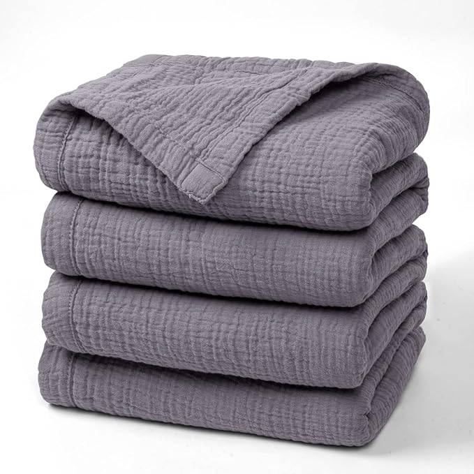 Lulu moon Muslin Blankets for Adults 55”x75” - Couch Throw Blanket for Boys - Light Weighted Muslin Quilt for Sofa and Bed (Gray)