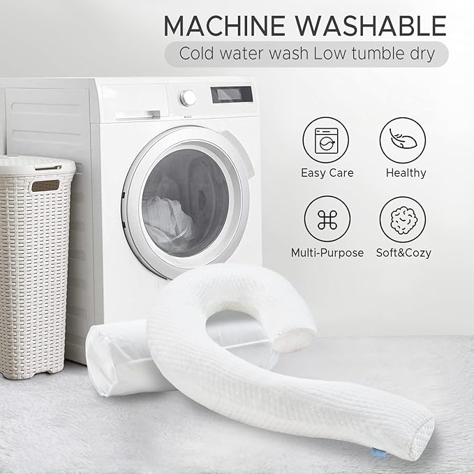 Body Pillow for Adults - Soft Long Bed Pillows Insert for Sleeping - Shredded Memory Foam and Removable Washable Cover - Swan Shaped Side Sleeper Pregnancy Pillow 49 Inch (White)