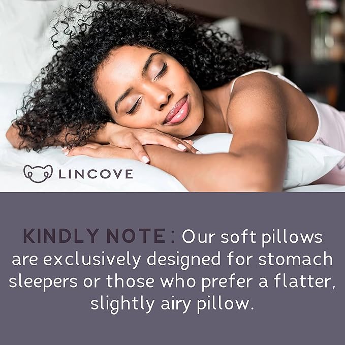 Lincove Signature 100% Canadian White Down Pillow - Luxury Sleeping Pillow for Back, Stomach & Side Sleepers - 800 Fill Power Bed Pillow, 500 Thread Count, Made in Canada, Queen - Soft, 1 Pack
