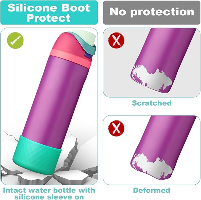 2PCS Silicone Water Bottle Boot for Owala 24oz 32oz 40oz, Anti-Slip Protective Sleeve Bottom Bumper Protector for FreeSip, Twist, and Flip Stainless Steel Water Bottles