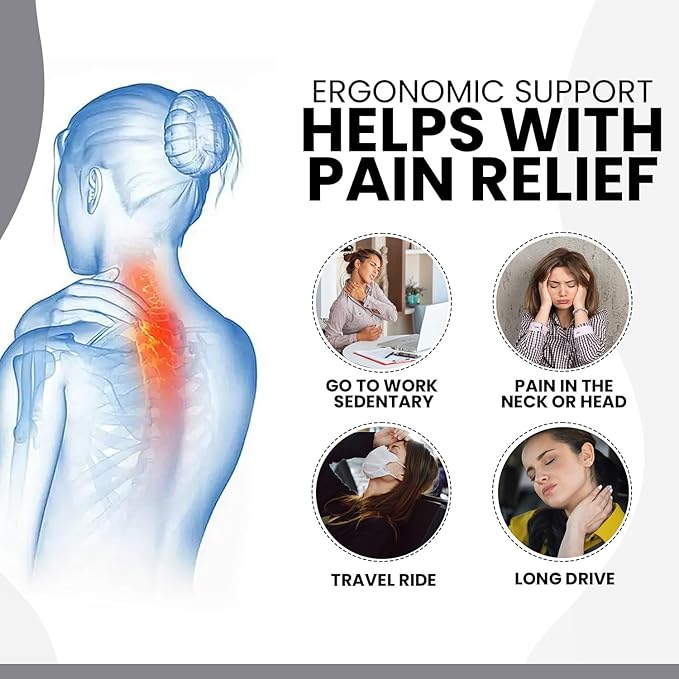 Travel Neck Pillow Memory Foam with Velvet Cover for Relaxing Journeys - Neck Pillow for Airplane,Car,Bus,Train,Comfortably Head Supports, Portable and Washable (Gray)