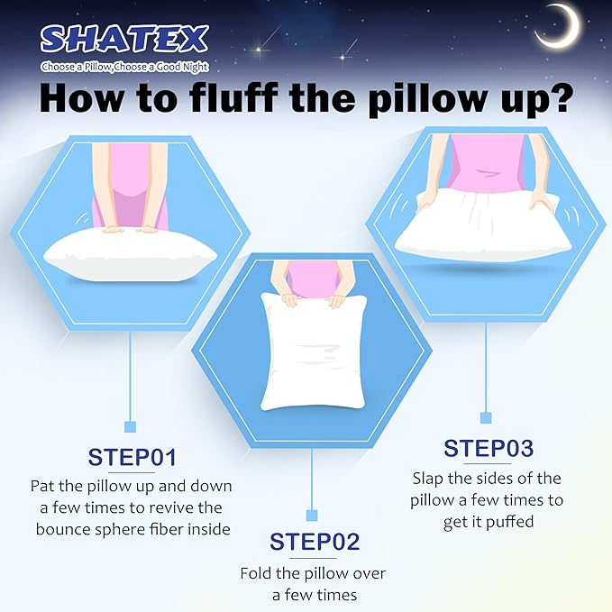 Shatex Extra Firm Pillow King Size 34 x 20 inch, Bed Pillow with Adjustable Insert Provides Stronger Support - for Back, Stomach & Side Sleepers.