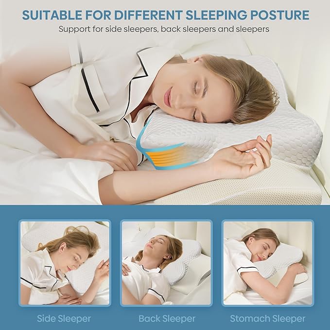 Cervical Pillow for Neck & Shoulder Pain Relief Sleeping - Ergonomic Contour Pillows - Memory Foam Pillow for Side, Back & Stomach Sleepers