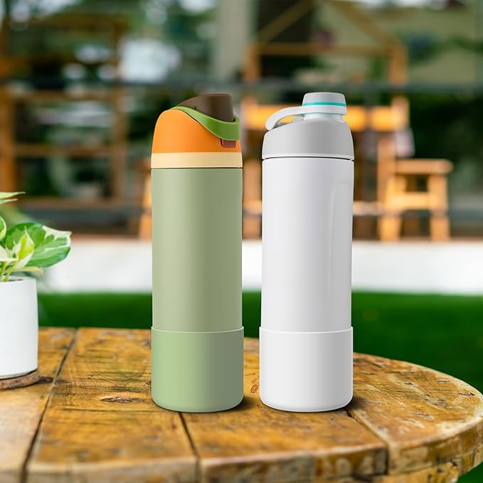 2PCS Silicone Water Bottle Boot for Owala 24oz 32oz 40oz, Anti-Slip Protective Sleeve Bottom Bumper Protector for FreeSip, Twist, and Flip Stainless Steel Water Bottles