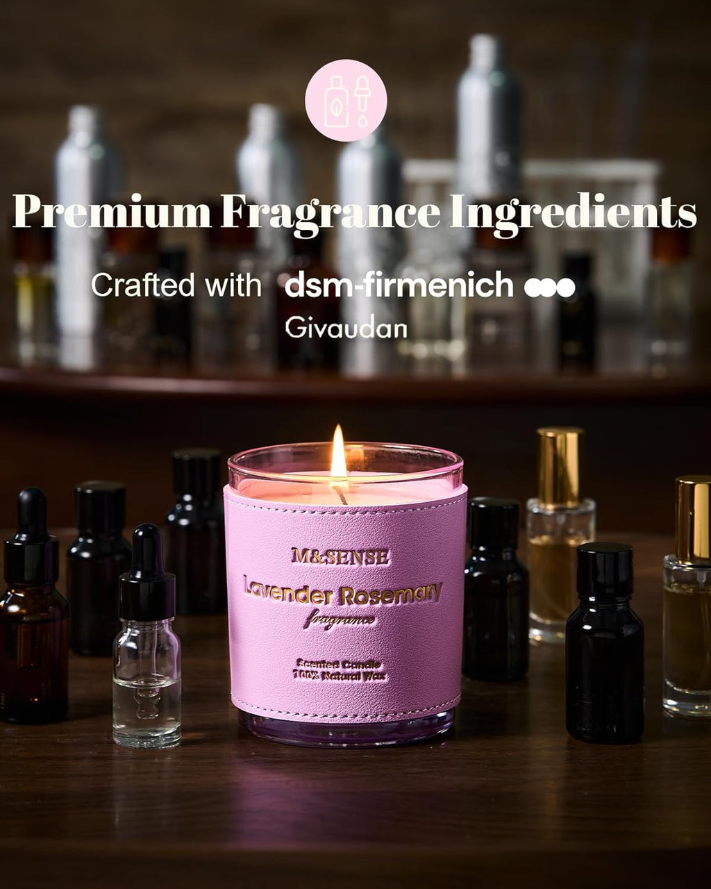 M&SENSE Bergamot Lavender Scented Candles,Vegan Soy Wax,No Toxin,10oz 42-Hour Slow Burning Time, Pepper Scented Candle, High Intensity,Air Purifying Aromatherapy Relaxing Office Home Fragrance