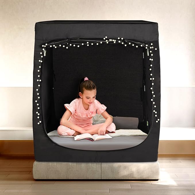 Bed Tent Bed Canopy Tents for Adult - Portable Dream Tent Indoor Sleeping Tents 70% Blackout with 3 Doors Breathable Private Space Tents