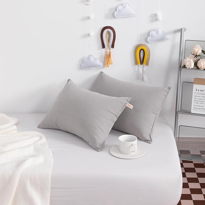 NTBAY Tiny Pillows, Down Alternative 7"x11" Microfiber Mini Pillows for Travel, Pets, Soft Machine Washable Small Pillows for Neck, Wrist, Lumbar and Knee, Light Grey