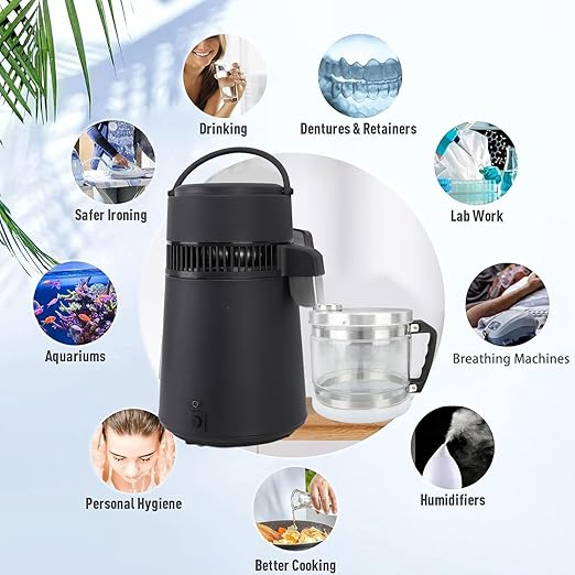 4L Water Container for Distiller, Portable Glass Distilled Water Storage Container, Collection Bottle Replacement for Countertop Distillers, Ensure The Purity of Distilled Water