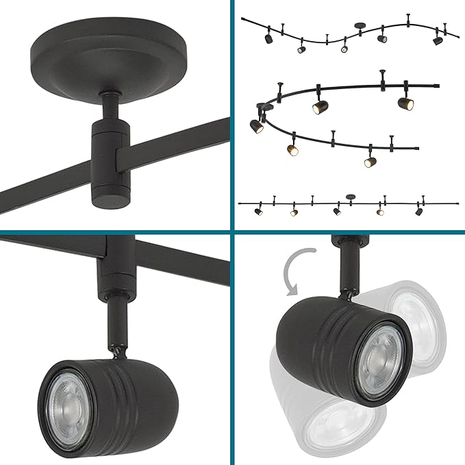Catalina Lighting 96" Track Ceiling Light, Oil Rubbed Bronze, Transitional 5-Light LED Flex Track, Bulb Included, for Kitchen, Living Room, Home Lighting