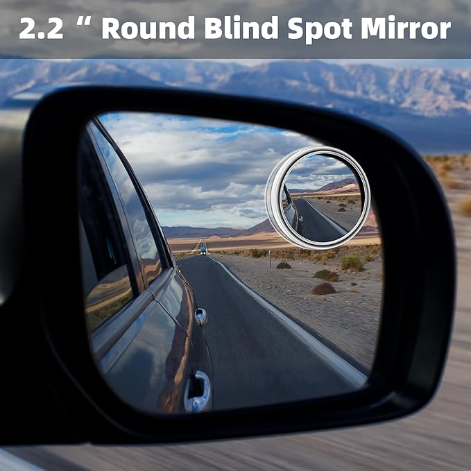 Car Neck Pillow, Car Headrest Pillow for Driving with 2.2" Rear View Blind Spot Mirrors, Memory Foam Car Pillow for Cervical Support, Vehicle Headrest Pillow for Car Seat, Black