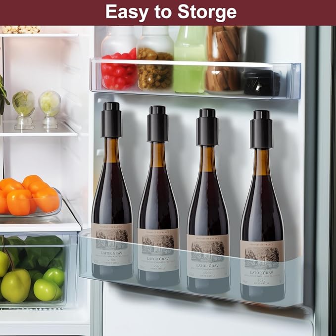 2-Pack Wine Stoppers for Wine Bottles Vacuum Wine Stopper Wine Bottle Stoppers with Time Scale Record Reusable Wine Preserver for Freshness Perfect Wine Gifts