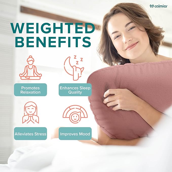 Calmier - 9 lb Sensory Weighted Pillow - Glass Bead Filled Hug Pillow - Ultra Plush Cozy Weighted Pillows for Adults and Kids - Child Sensory Pillow - Weighted Lap Pad (Pink - Fleece, 9 LBS)