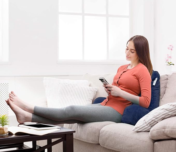 Nestl Reading Pillow for Kids, Small Bed Pillow, Back Pillow for Sitting in Bed, Memory Foam Chair Pillow, Reading & Bed Rest Pillows, Navy Blue Back Pillow for Bed, Arm Pillow with Pockets