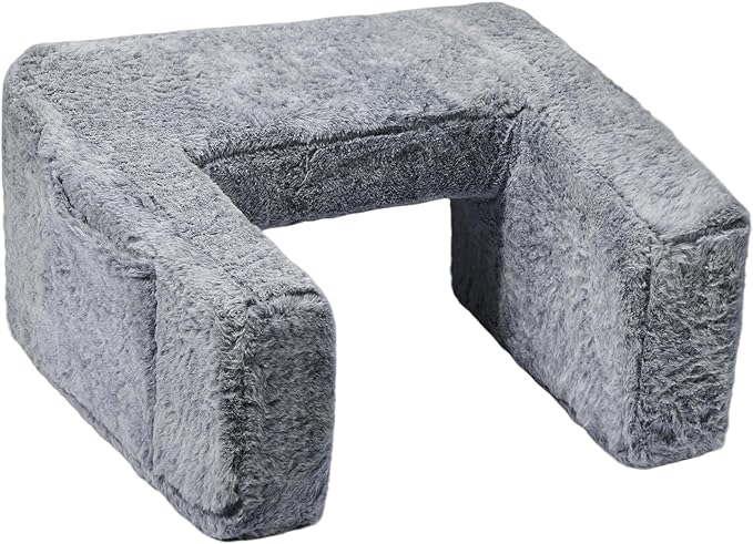 Homguava Reading Pillow Memory Lap Desk Foam Pillow for Adults Gaming Pillow Arm Rest Pillow for Reading, Crocheting, Gaming or Sitting in Bed (Furry Grey, Medium)