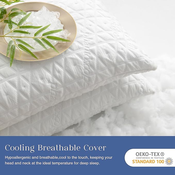 Phantoscope Memory Foam Pillows for Sleeping, Shredded Memory Foam Cooling Pillows King Size 2 Pack - Adjustable Bed Pillows with Case for Hot Sleepers, Firm Pillow for Neck Shoulder Pain, King