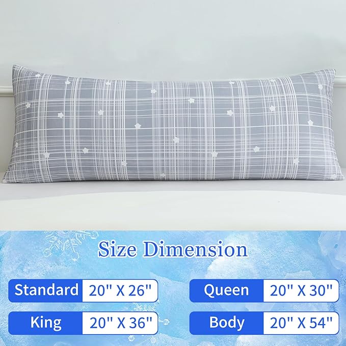 Cooling Body Pillow Case for Hot Sleepers - Floral Body Pillow Cover Cooling Double Side Arc-Chill Q-Max>0.5 Cooling Fiber - Breathable Cooling Body Pillow Cover with Zipper (20" x 54")
