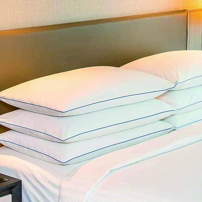 SILUI Extra Flat Soft Thin Pillows Standard Size Set of 2 Pack Bed Pillow with Down Alternative Fill for Side Back Stomach Sleepers, 20x26 Inches, White