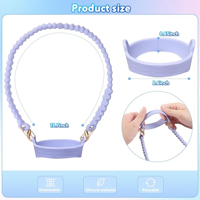 2PCS Water Bottle Handle - Strap Carrier Soft and Durable Silicone Water Bottle Sling Fits Most 8-40oz Bottles(W+P)